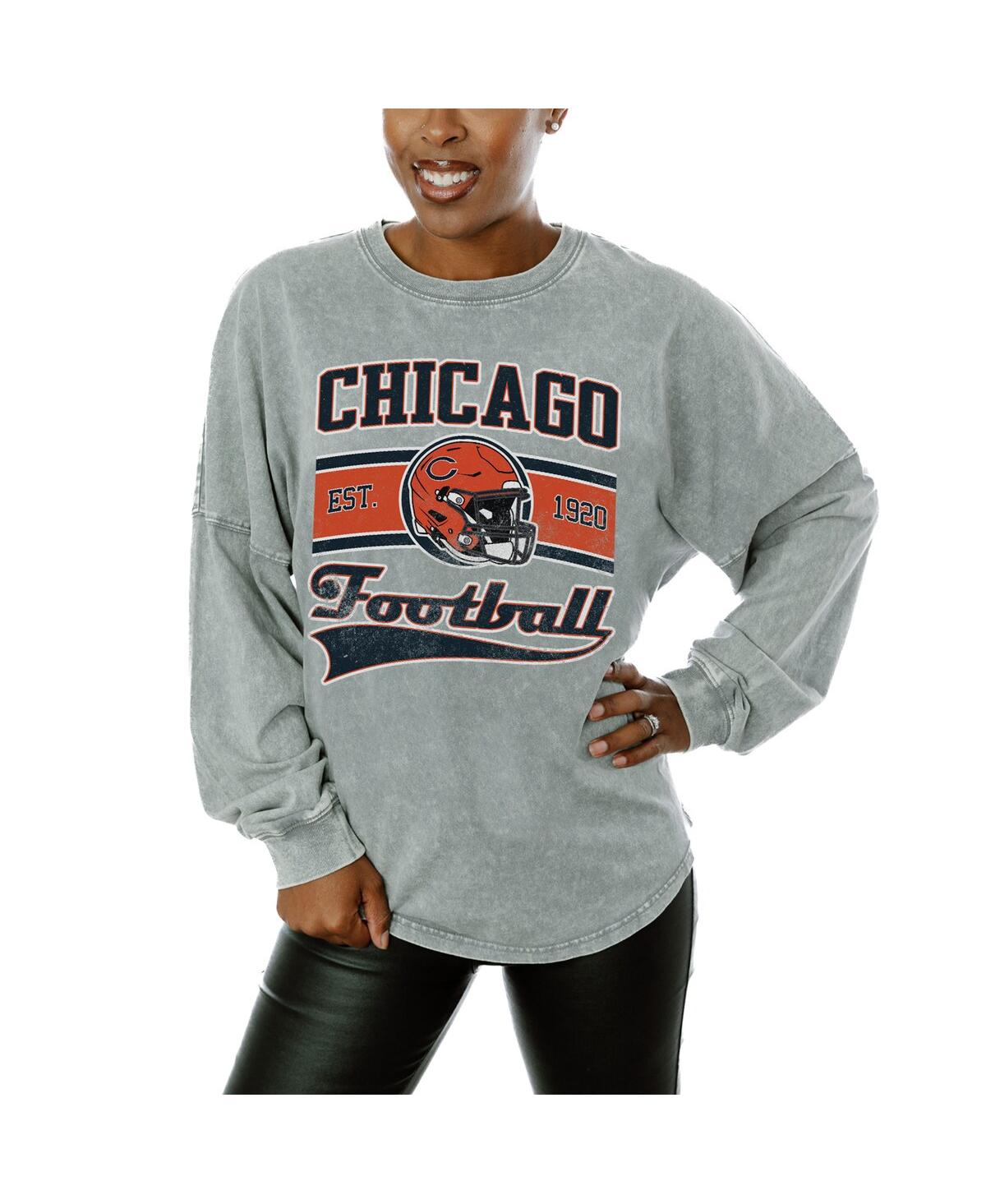 Gameday Couture Women's Gray Chicago Bears Snow Wash Oversized Long Sleeve T-Shirt - Gray
