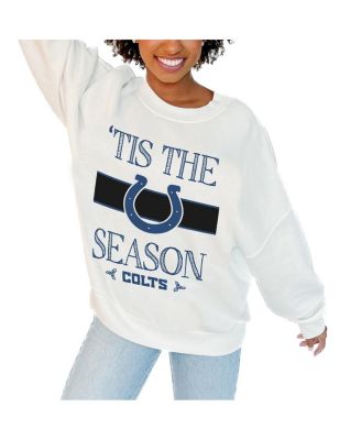 Gameday Couture - Women's White Indianapolis Colts Oversized Take A Holiday Pullover Sweatshirt