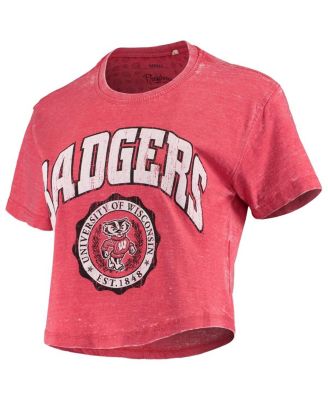Women's Red Wisconsin Badgers Edith Burnout Crop T-Shirt