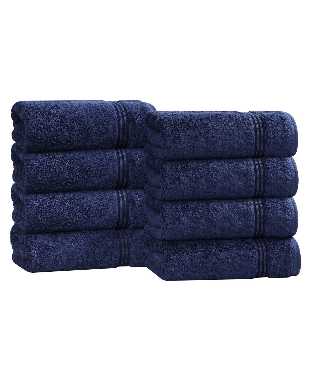 Superior Solid Quick Drying 100% Egyptian Cotton 8-pc Hand Towel Set In Blue