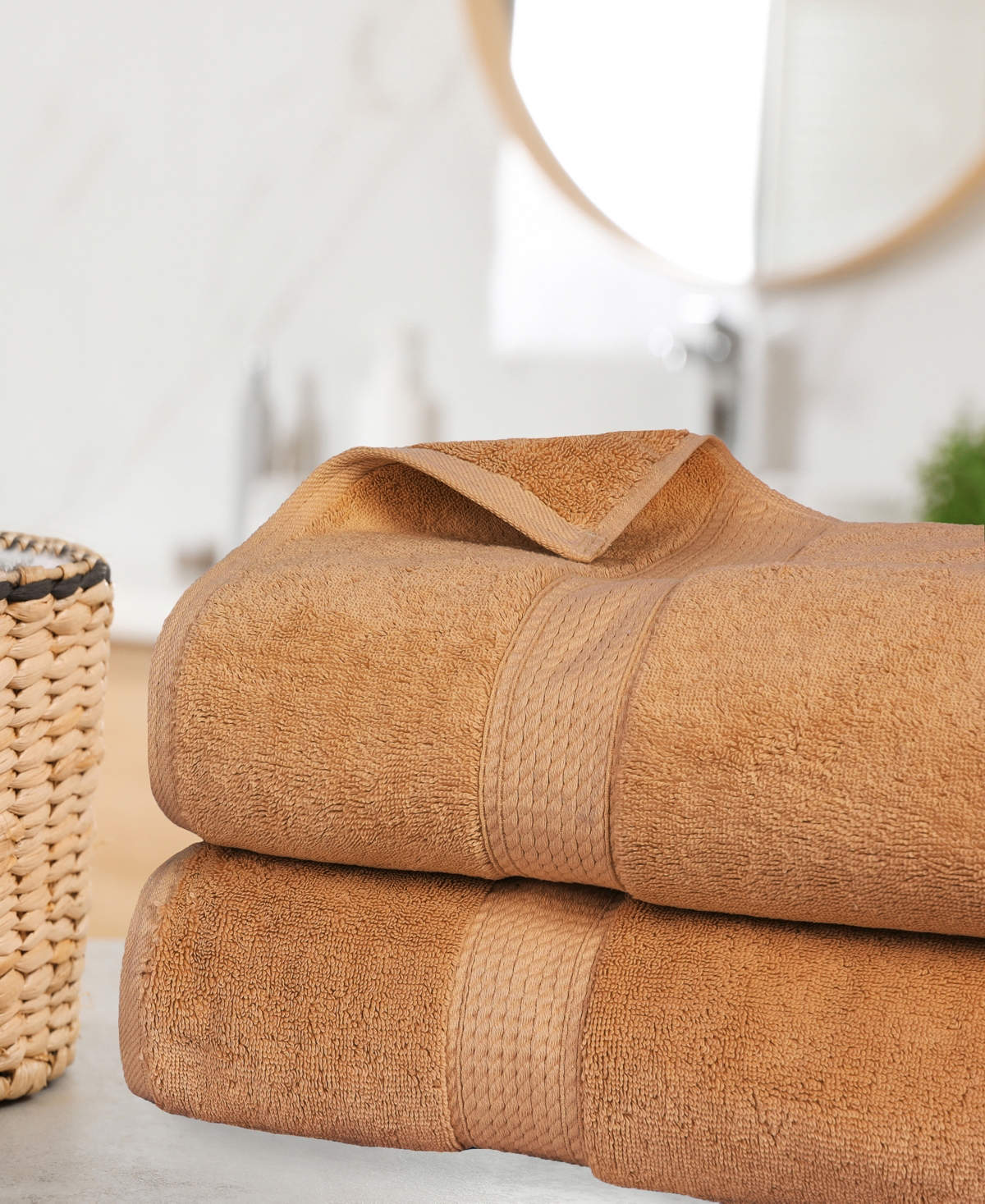 Superior 100% Egyptian Cotton 2-pc Bath Sheet Set In Brown