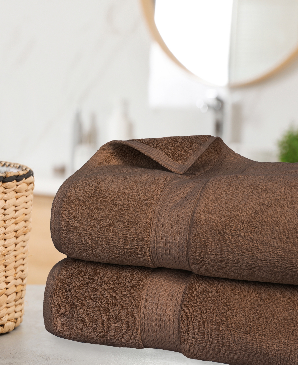 Superior 100% Egyptian Cotton 2-pc Bath Sheet Set In Brown