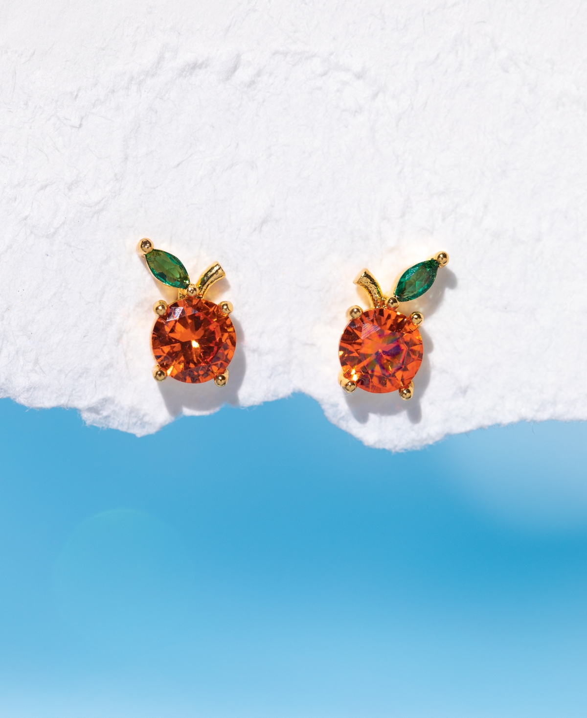 Girls Crew Crystal Gold Plated Orange Juice Studs