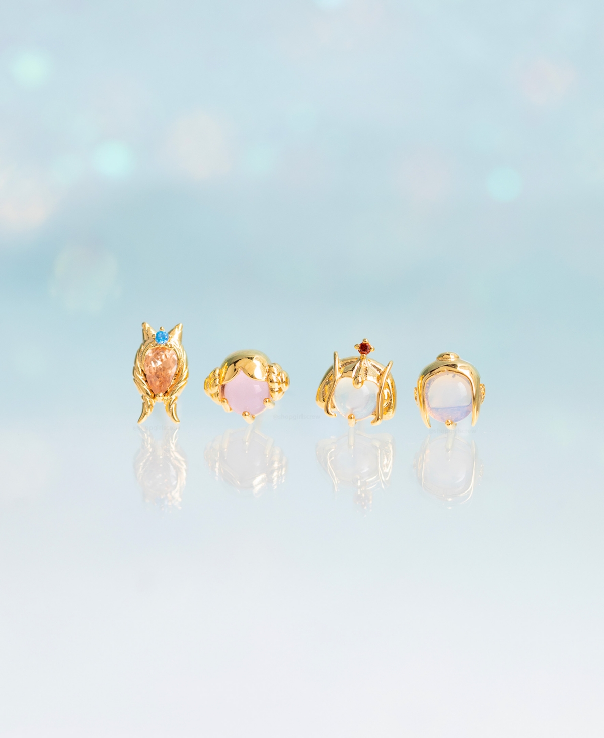 Girls Crew Crystal Gold Plated Star Wars Stud Set