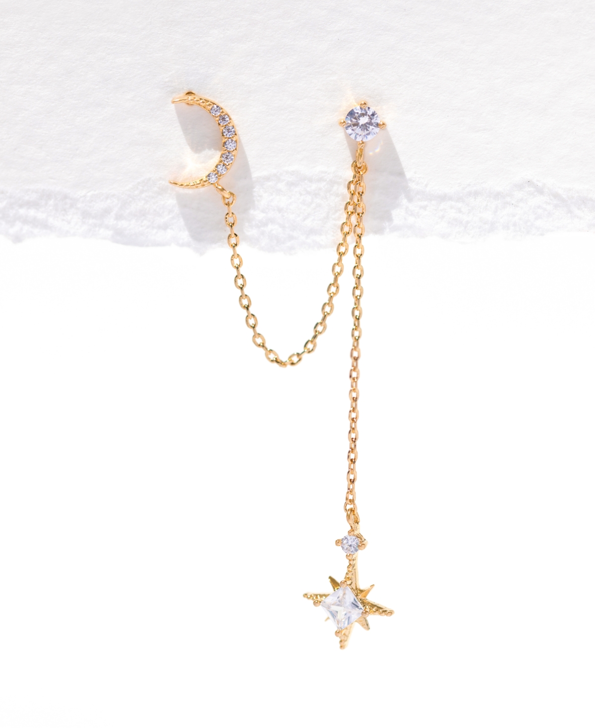 Girls Crew Crystal Stardust Gold Plated Double Earring In Gold