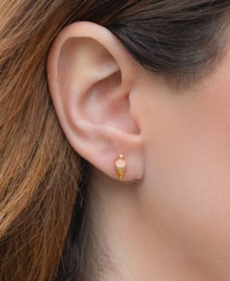 Crystal Gold Plated Ice Cream Shop Stud Earrings