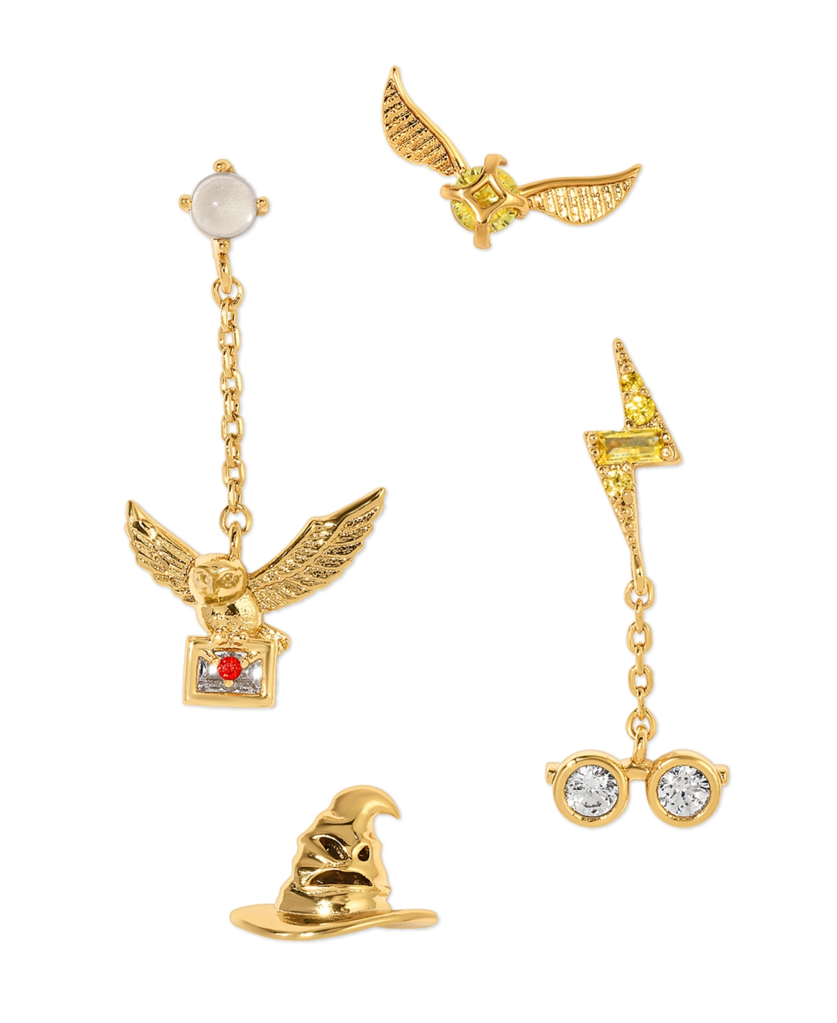 Girls Crew Harry Potter Back To Hogwarts Crystal Gold Plated Earring Set