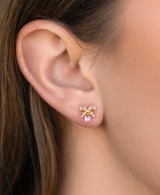 Crystal Gold Plated Love Knot Bow Earrings