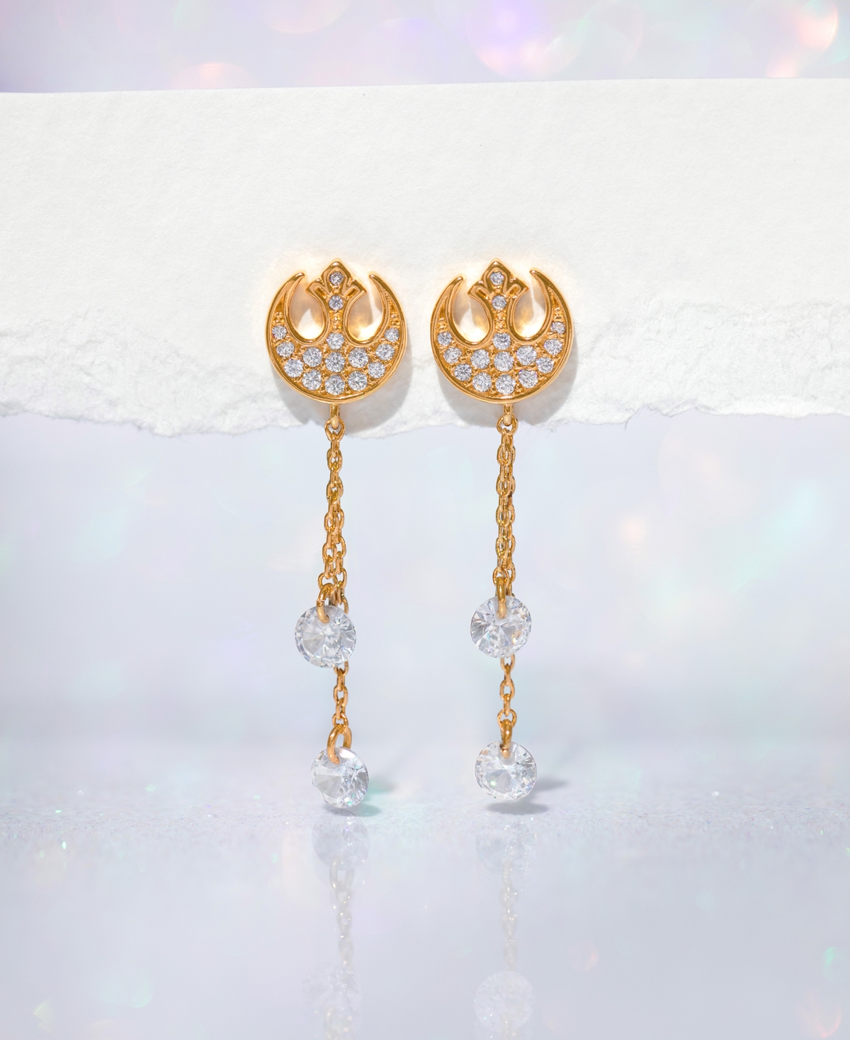 Girls Crew Crystal Star Wars Rebel Alliance Dangle Earrings In Gold
