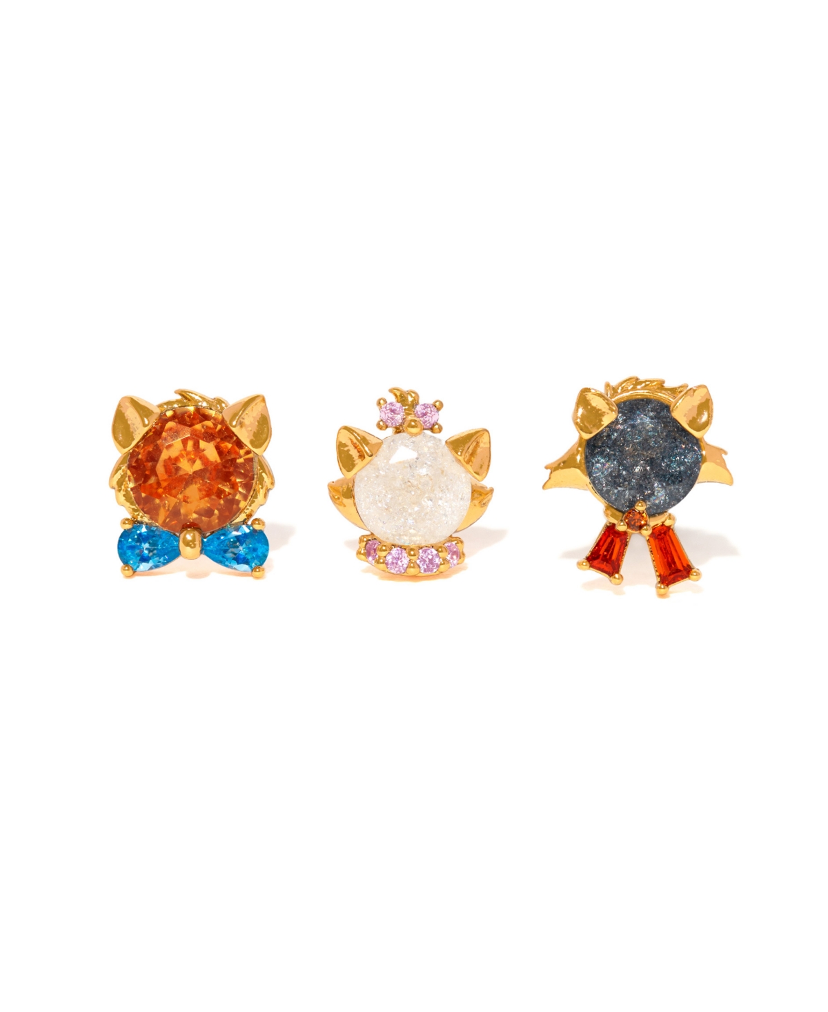 Girls Crew Crystal Multi-color Disney The Aristocats Stud Set In Gold