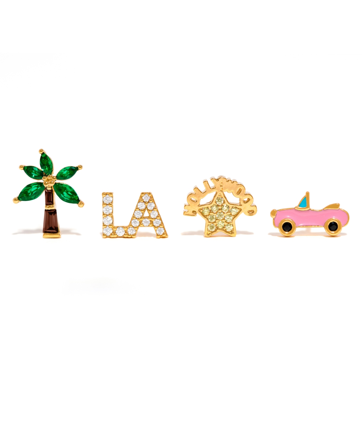 Girls Crew Crystal Gold Plated City Of Angels Stud Set In Gold