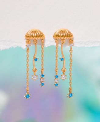 Crystal Jellyfish Gold Plated Dangle Earrings