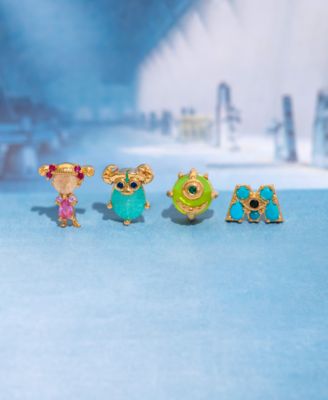 Crystal Gold Plated Pixar Monsters Stud Set
