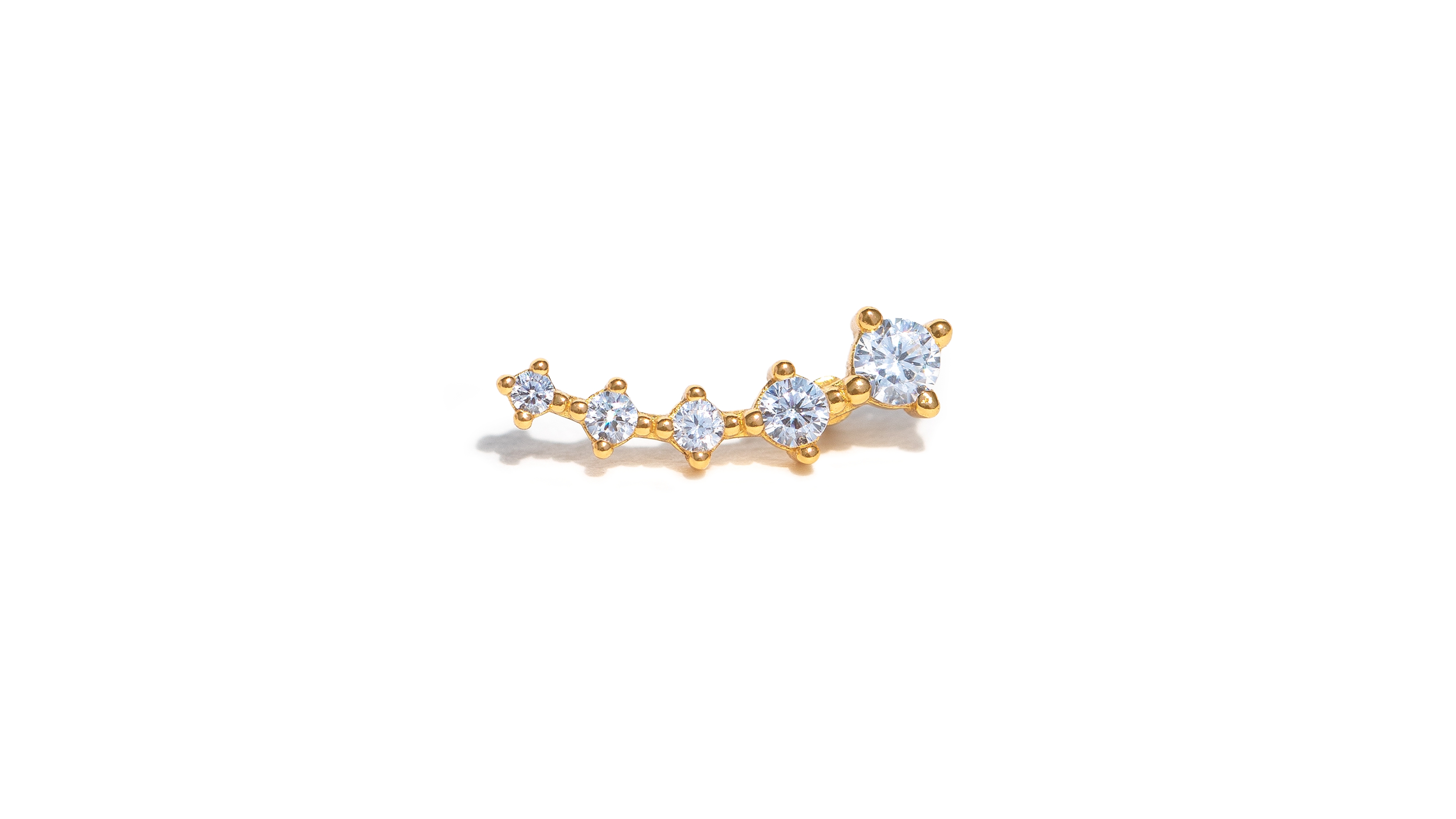 Girls Crew Crystal Gold Plated Estella Ear Crawler Flat Back Earrings