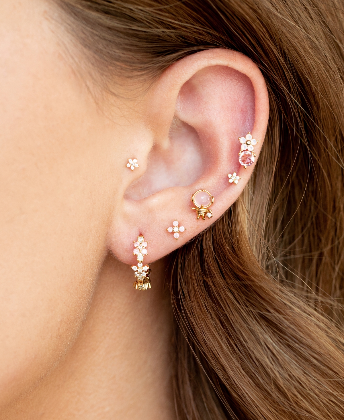 Girls Crew Crystal Pastel Star Gold Plated Huggie Hoop Earrings In Gold