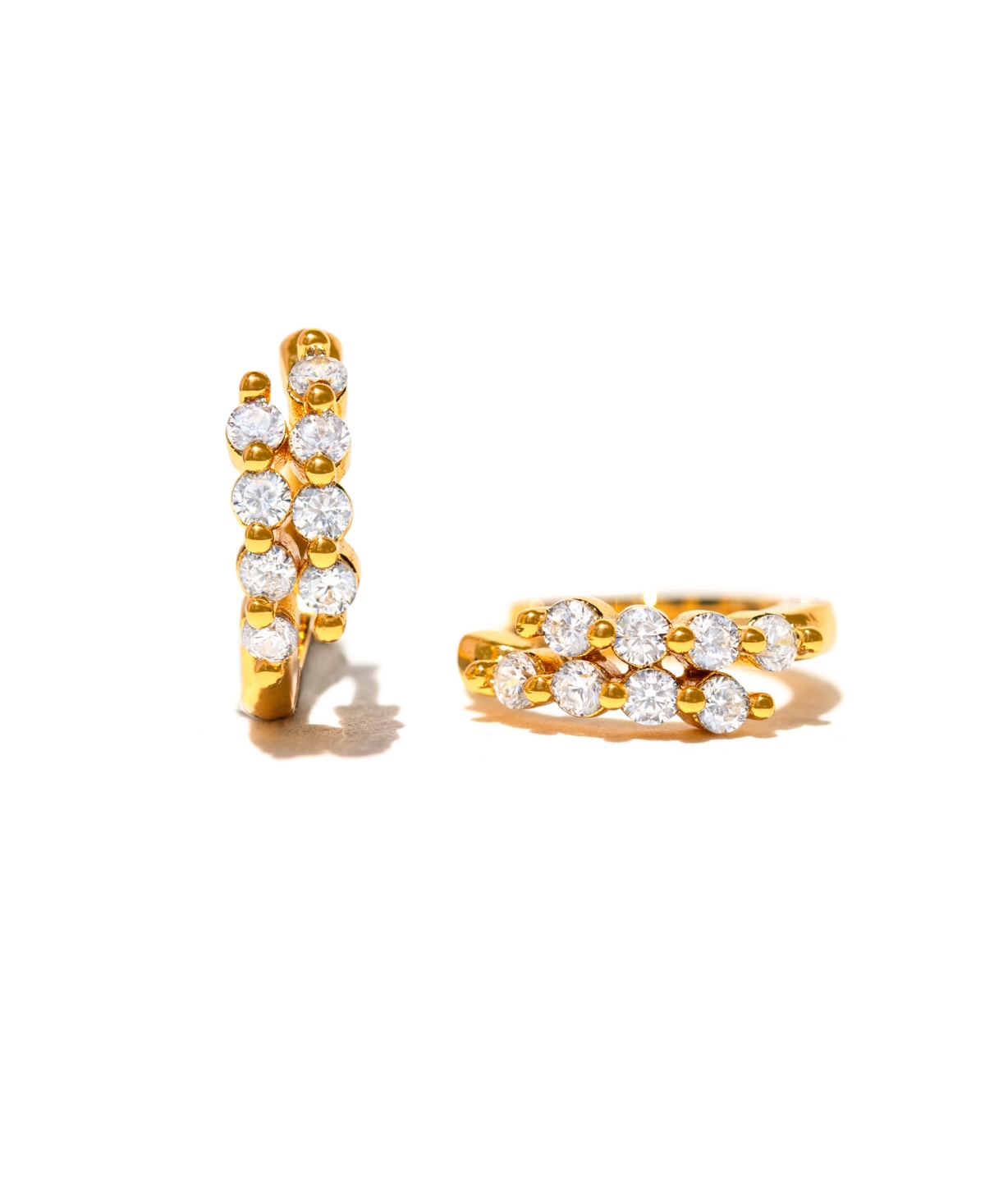 Girls Crew Crystal Mirrorball Gold Plated Hoops Earrings