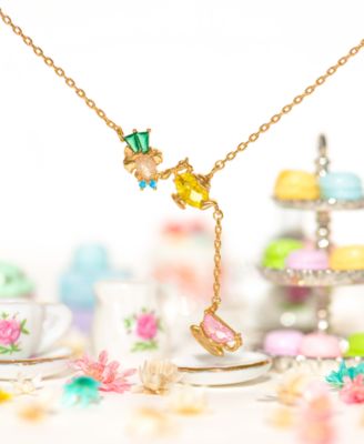 Crystal Disney Alice in Wonderland Mad Hatter Gold Plated Necklace