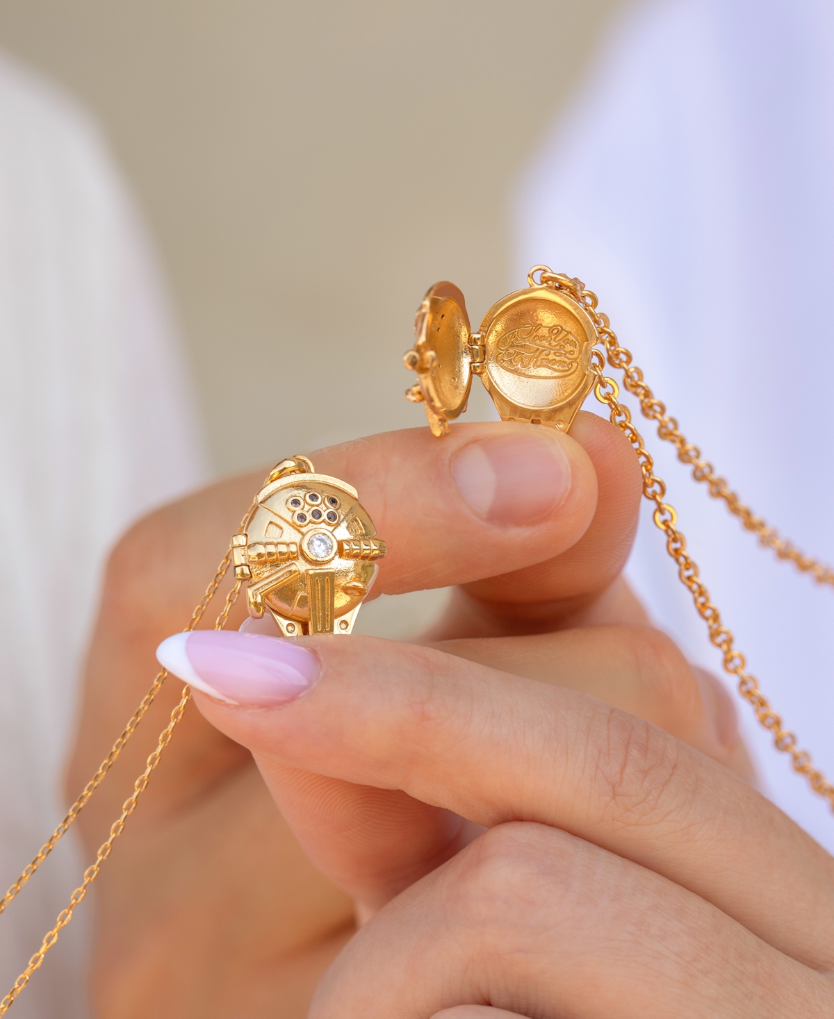 Girls Crew Star Wars Millennium Falcon Locket Gold Plated Necklace In Gold