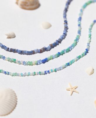 Crystal Blue Lagoon Gold Plated Beaded Necklace