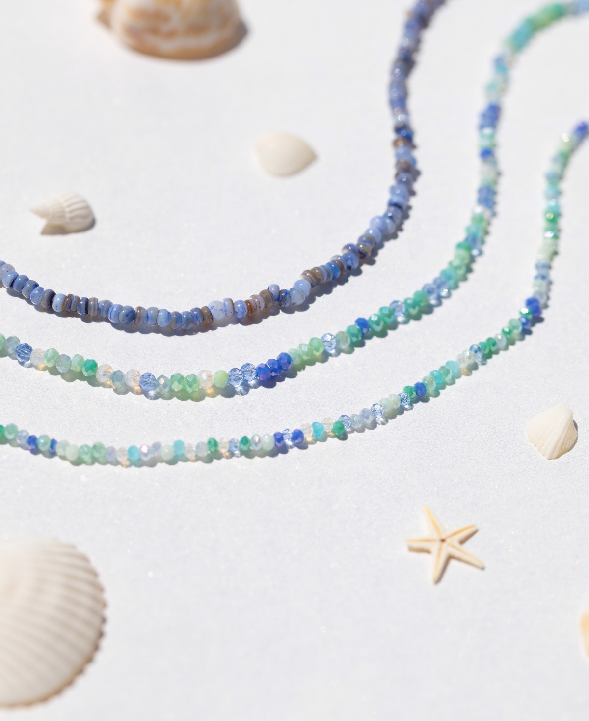 Girls Crew Crystal Blue Lagoon Gold Plated Beaded Necklace