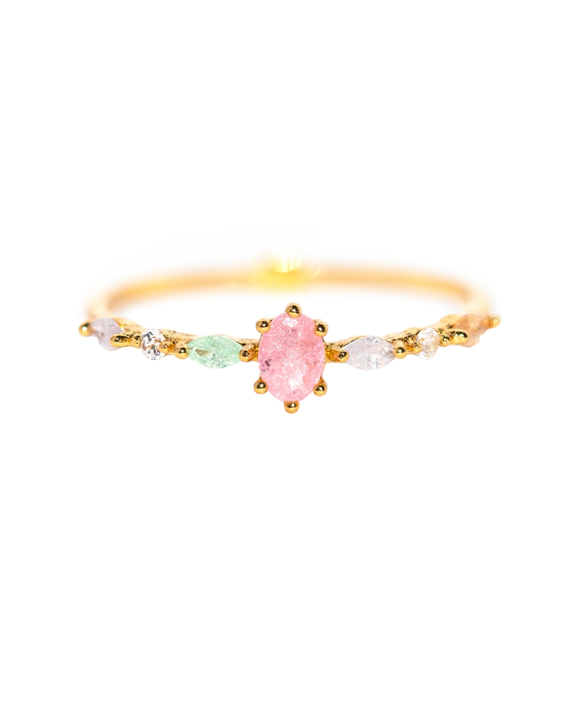 Girls Crew Crystal Gold Plated Pastel Sherbert Rings