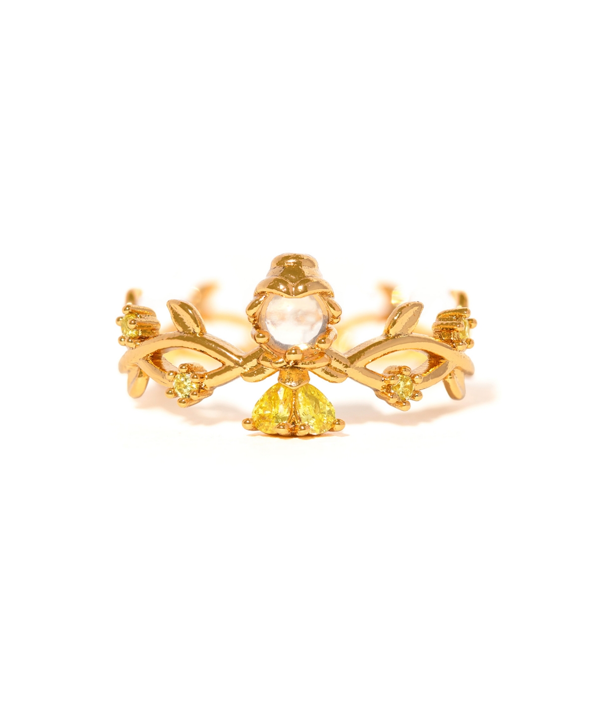 Girls Crew Disney Princess Beauty And The Beast Belle Crystal Gold Plated Rings In Gold