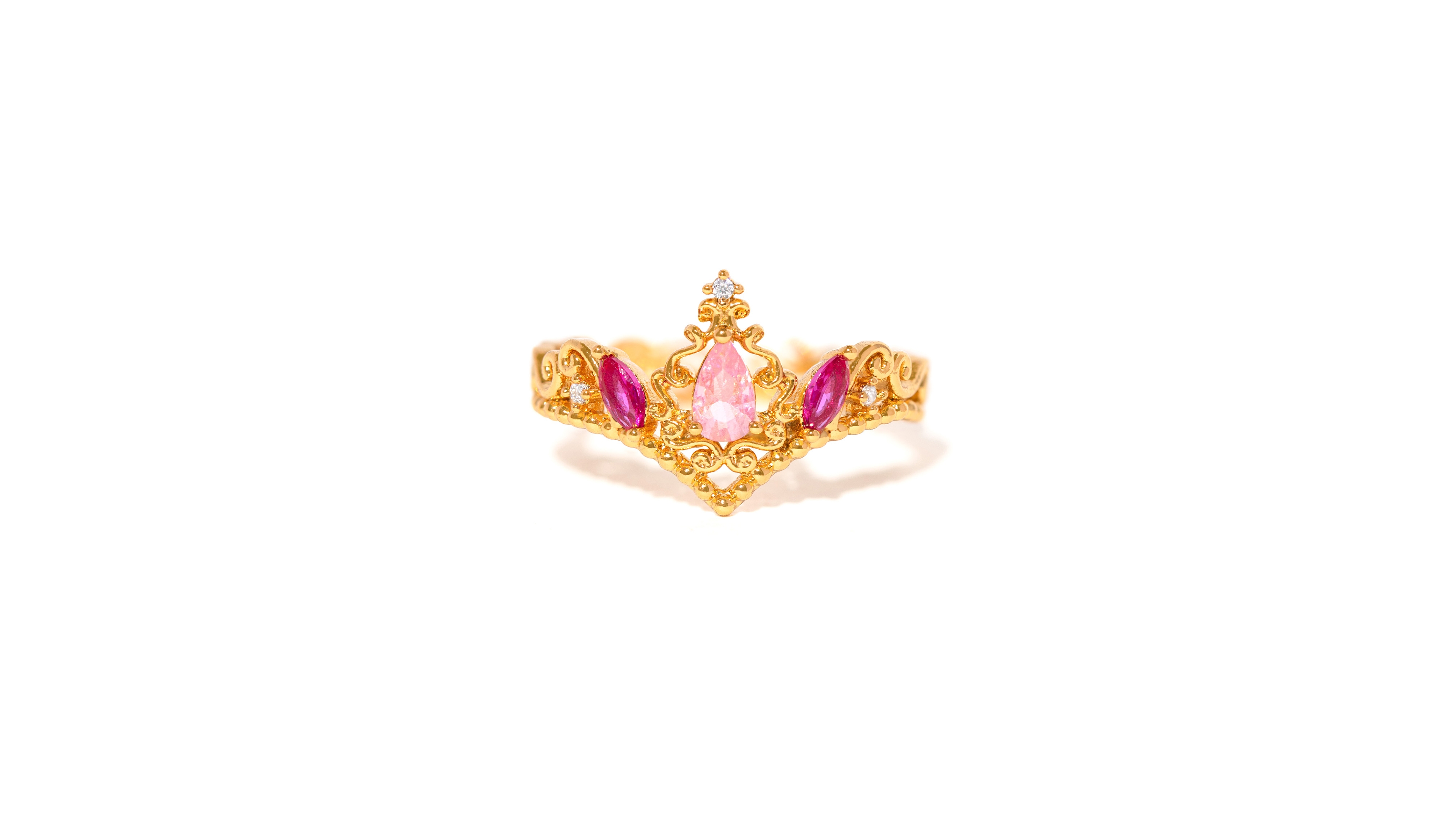 Girls Crew Disney Princess Sleeping Beauty Aurora Crystal Gold Plated Rings