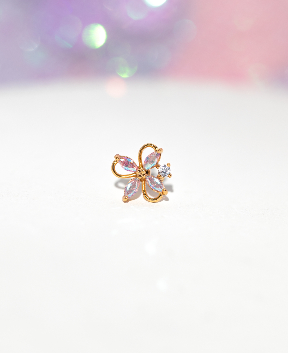 Girls Crew Crystal Gold Plated Gardenia Piercing Style Earrings