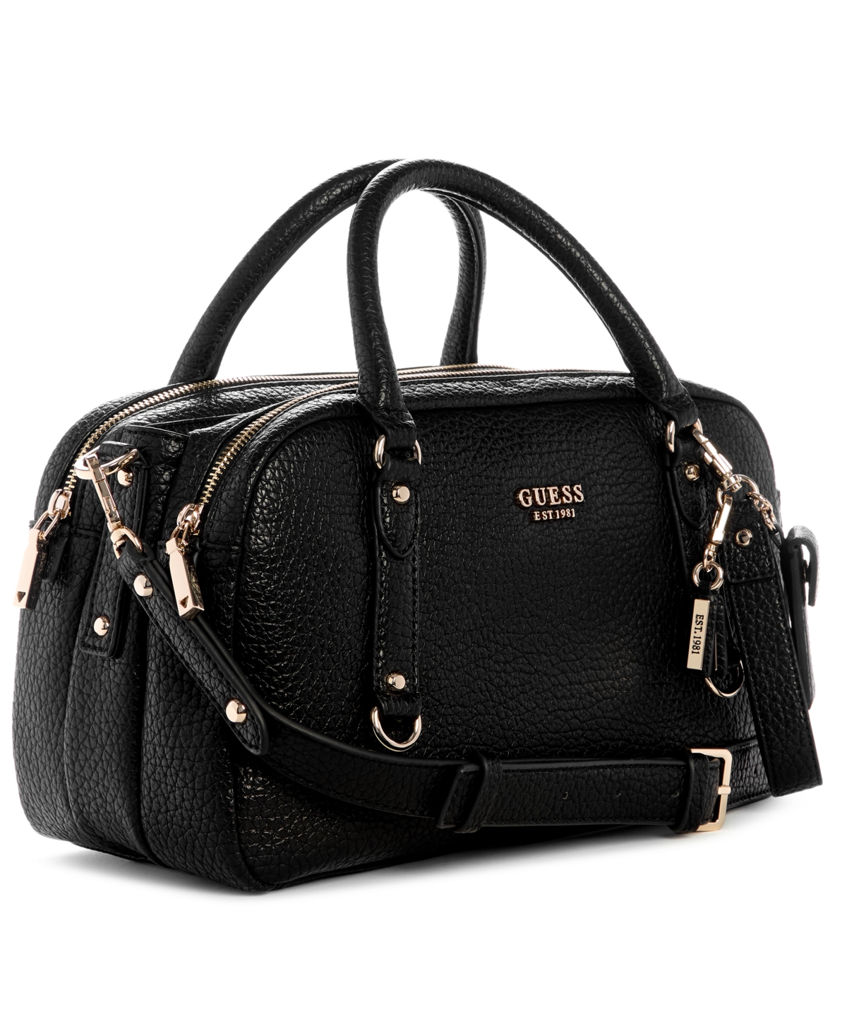Guess Marsha Medium Box Satchel Bag In Black