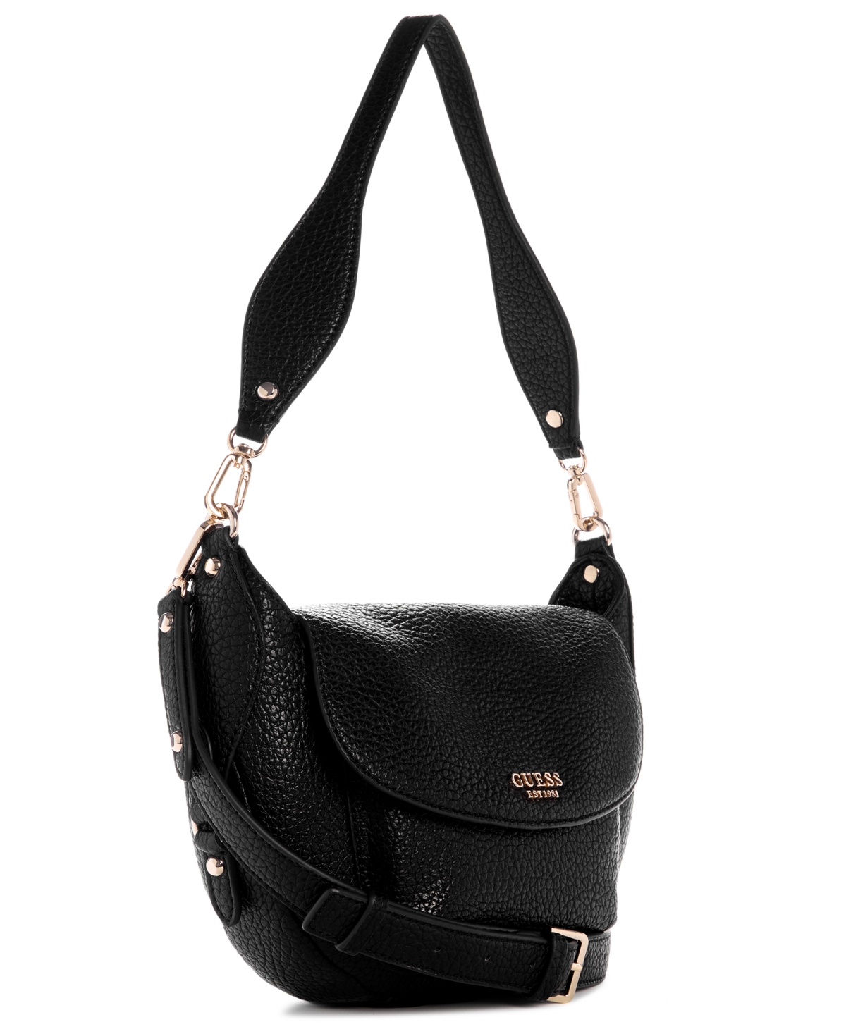 Guess Marsha Flap Small Shoulder Bag In Black