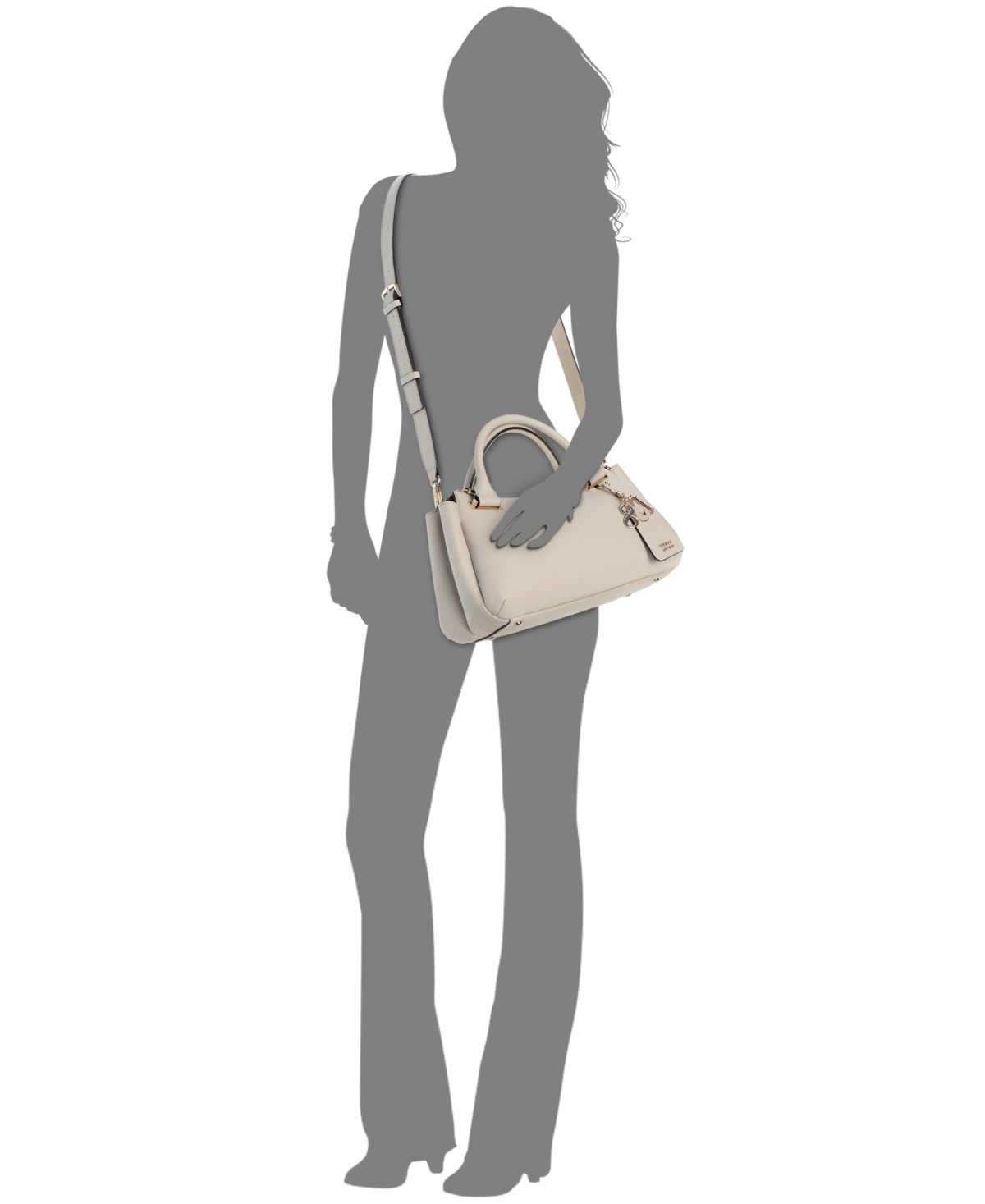 Guess Evie Triple Compartment Medium Satchel Bag In Neutral