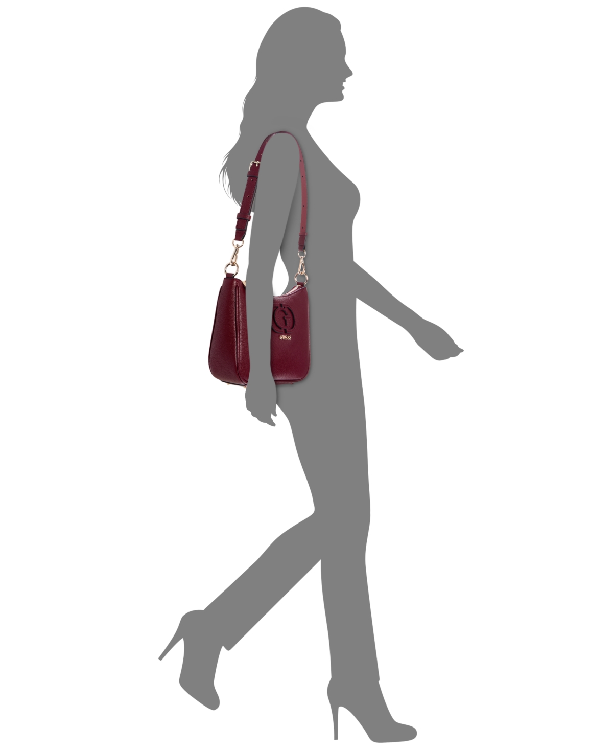 Guess Isola Small Shoulder Bag In Burgundy