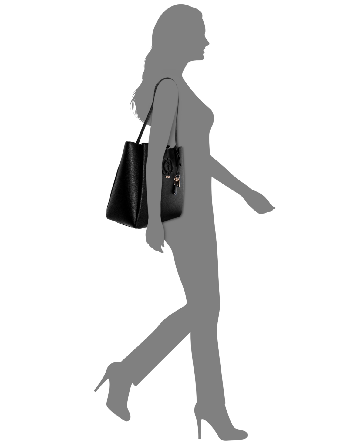 Guess Isola Multi Compartment Large Tote Bag In Black