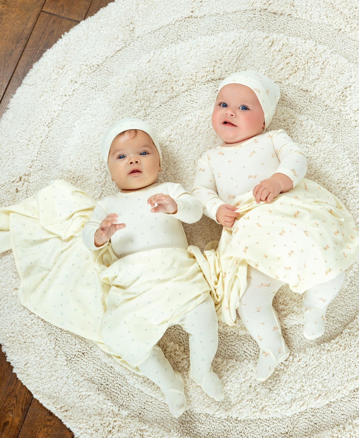 NoggiWear Kids Ribbed Floral Footed Pajamas