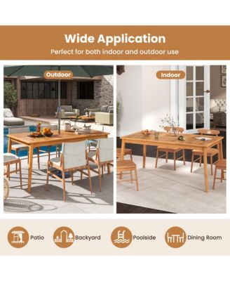 6-Person Outdoor Acacia Wood Dining Table w/ 1.96'' Umbrella Hole Rectangular