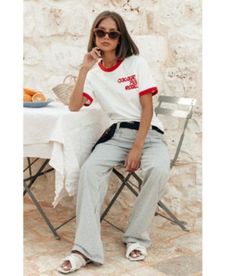 Women's Logo Wave Ringer Boxy Tee