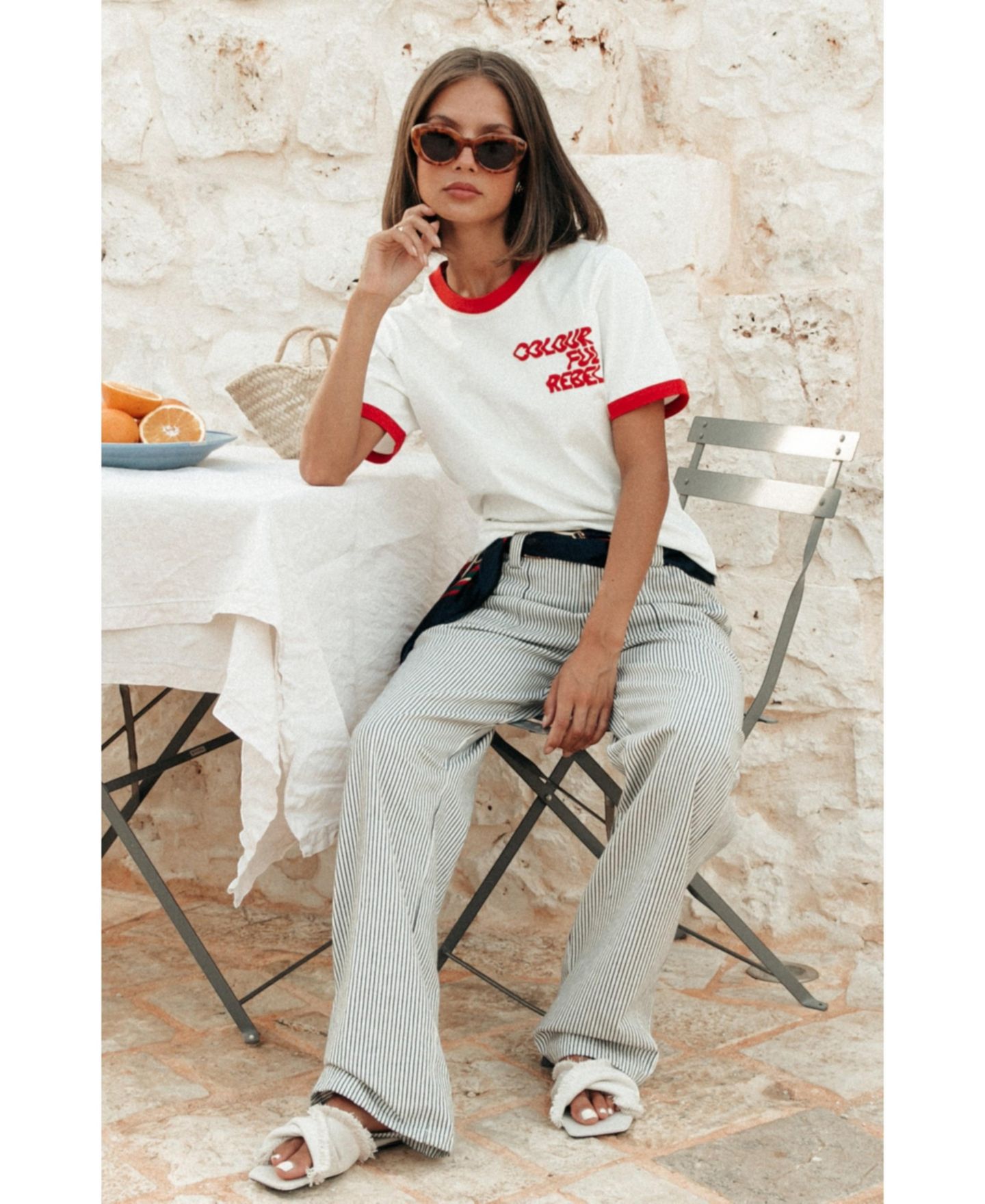 Женская футболка Colourful Rebel Logo Wave Ringer Boxy, цвет: Белый — фото 5