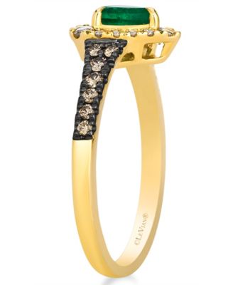 Emerald (.25 ct. t.w.), Chocolate Diamond (.19 ct. t.w.) and Nude Diamond Ring (.15 ct. t.w.) in 14k Honey Gold