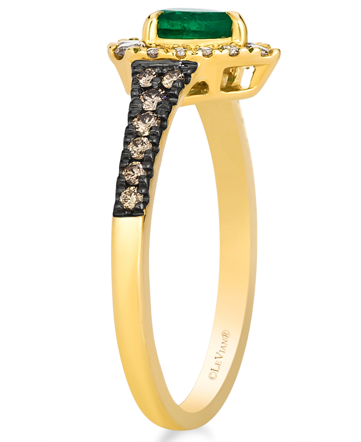 Le Vian Emerald (.25 ct. t.w.), Chocolate Diamond (.19 ct. t.w.) and Nude Diamond Ring (.15 ct. t.w.) in 14K Honey Gold