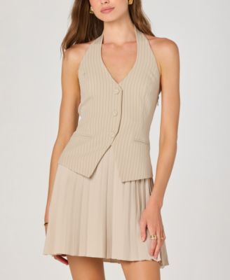 ASTR the Label - Women's Halter Vest Pleated Mini Dress