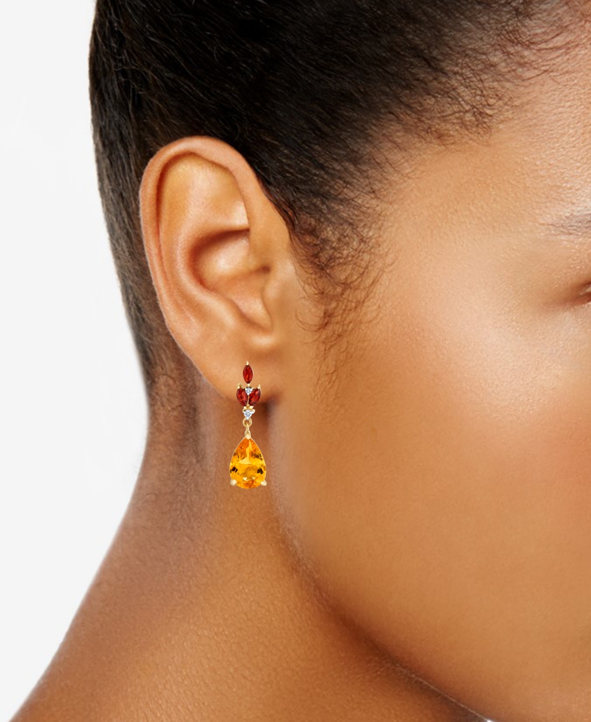 Macy's Citrine (3-3/8 ct. t.w.) and Garnet Earrings (3/4 ct. t.w.) in 10K Yellow Gold