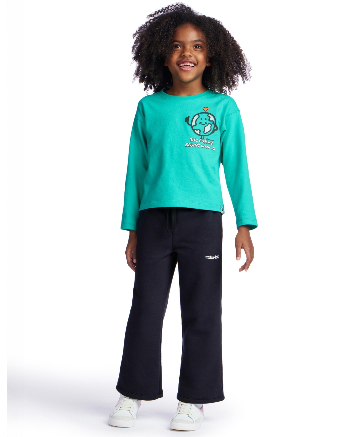 Color Lab Girls 3t-7 Printed Long Sleeves T-shirt In Green