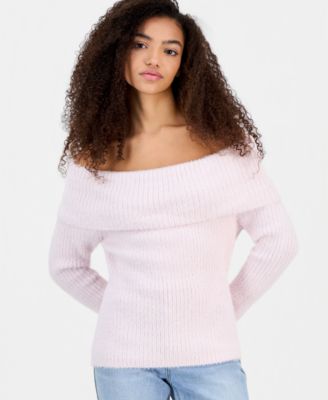 Juniors' Marilyn Off-the-Shoulder Lurex Sweater