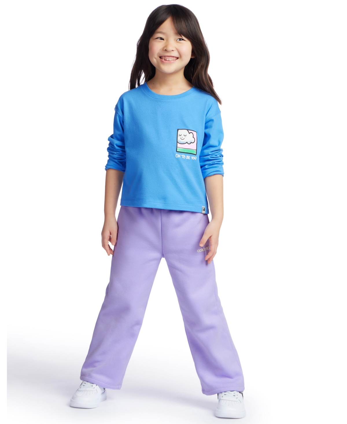 Color Lab Girls 3t-7 Printed Long Sleeves T-shirt In Purple