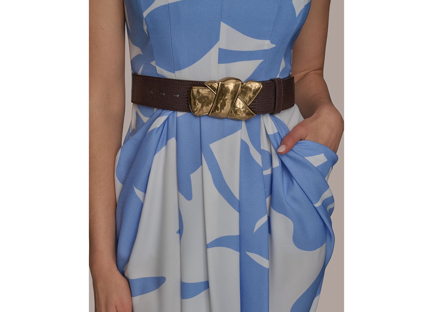 Women's Belted Sleeveless Midi Dress