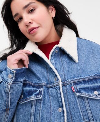 Plus Size '90s Sherpa Cotton Long-Sleeve Trucker Jacket