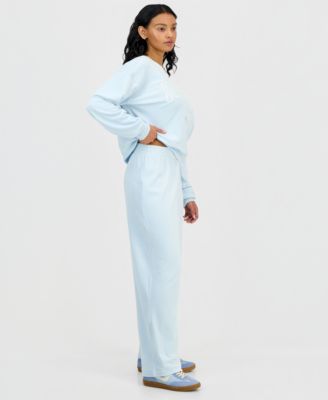 Juniors' Velour Wide-Leg Pants