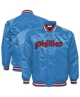 Mitchell & Ness - Big Boys and Girls Light Blue Philadelphia Phillies Cooperstown Collection Raglan Satin Full-Snap Jacket