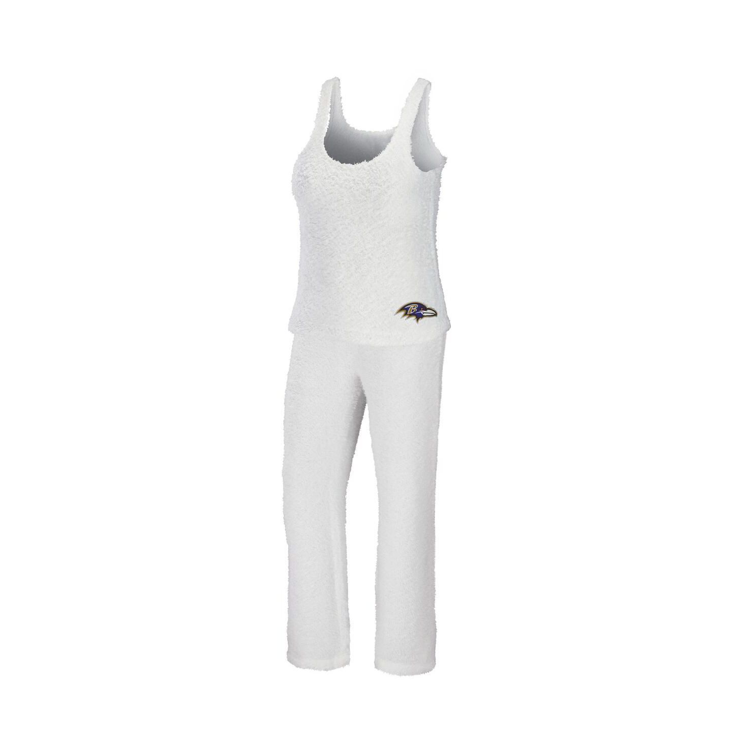 Женский комплект WEAR by Erin Andrews Women's 2-Piece Cream Baltimore Ravens Plus Size Cozy Scoop Neck Tank Top and Pants Set — фото 1