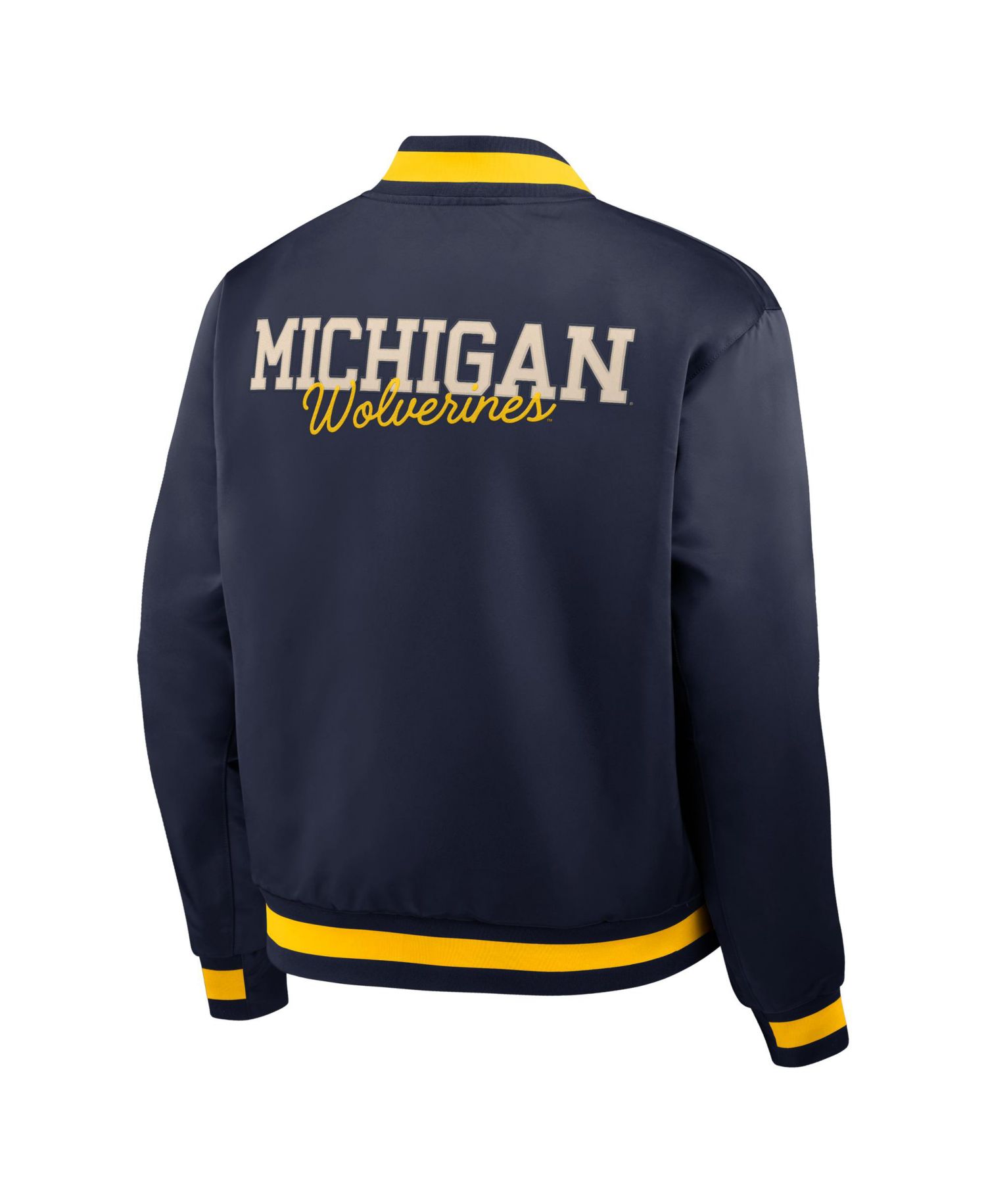 Men's Navy Michigan Wolverines Legacy Full-Snap Bomber Jacket